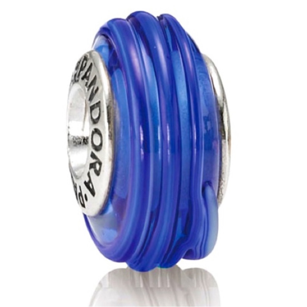 Authentic Blue Ribbon Pandora Murano Glass Charm